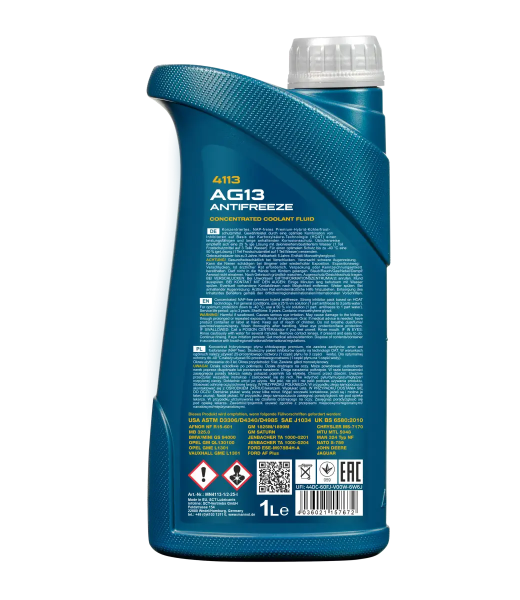 MANNOL 4113 Antifreeze AG13 Hightec | MB 325.0 | Imported from Germany 