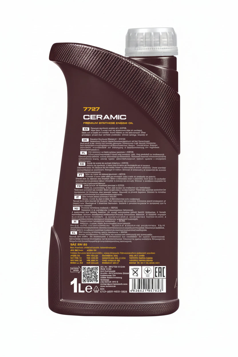 MANNOL 7727 Ceramic Ultra 5W 40 Engine Oil - Synthetic High Viscosity Performance | Imported from Germany