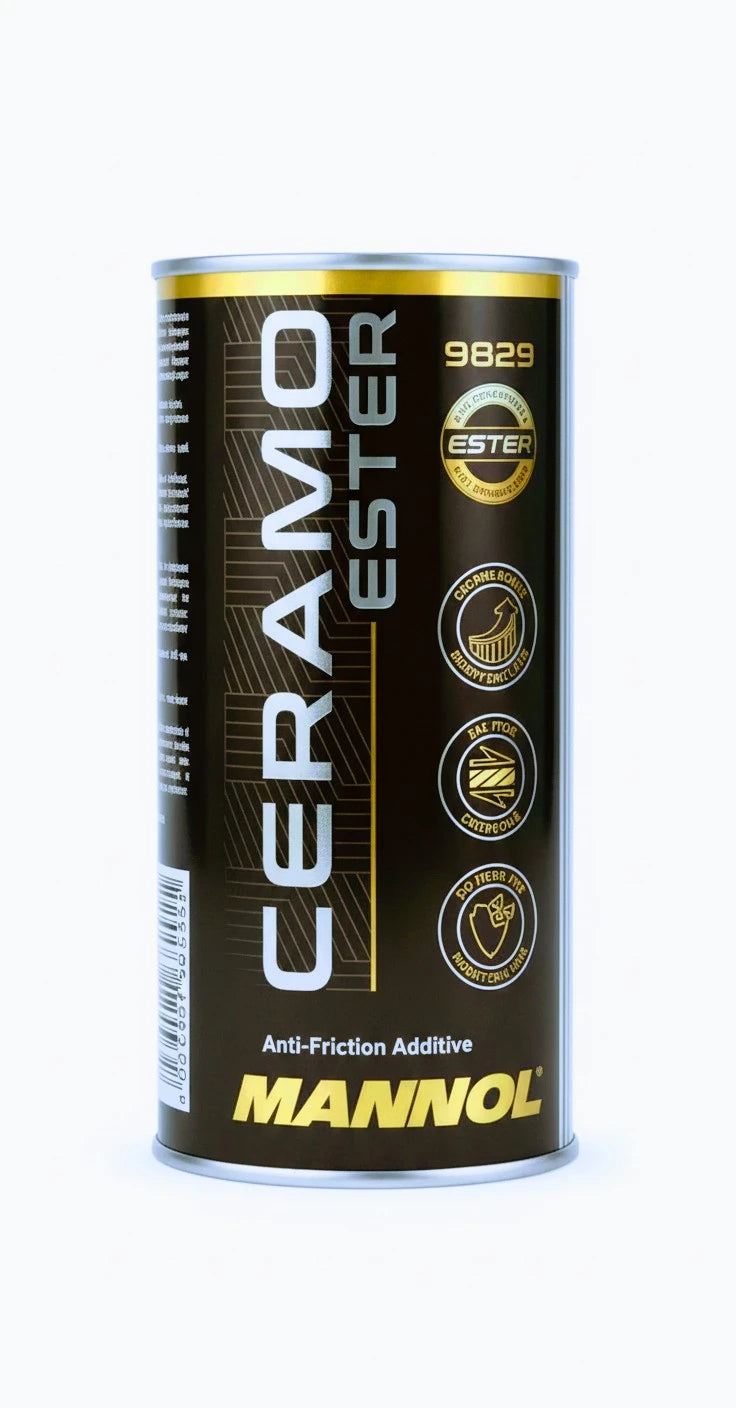 Mannol 9829  Ceramo Ester anti-friction additive can on a white background