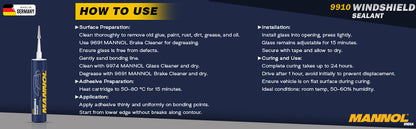 MANNOL 9910 Windshield Sealant | Window Repair Sealant | Car Window Sealant | Window Crack Sealant | Window Glass Sealant | Imported From Germany(310ml)