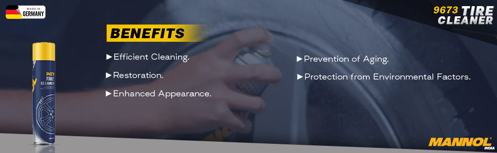 MANNOL 9673 Tire Cleaner Quick and Easy for All Types of Car Tires and Bike Tires Imported from Germany(650ML)