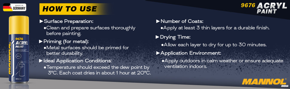 MANNOL 9676 Acryl Paint Silver Quick-drying Silver Paint For Car Imported From Germany(450ML)