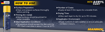 MANNOL 9676 Acryl Paint Silver Quick-drying Silver Paint For Car Imported From Germany(450ML)