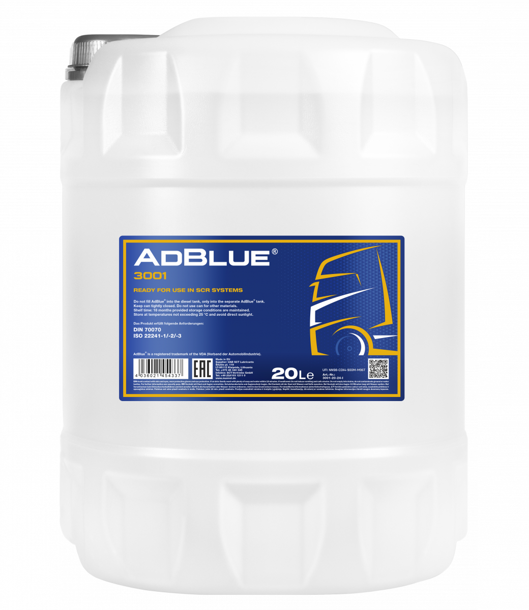 MANNOL 3001 Adblue 3001 DEF Oil 10L/20L - DIN 70070 ISO 22241-1/2/3 Compliant