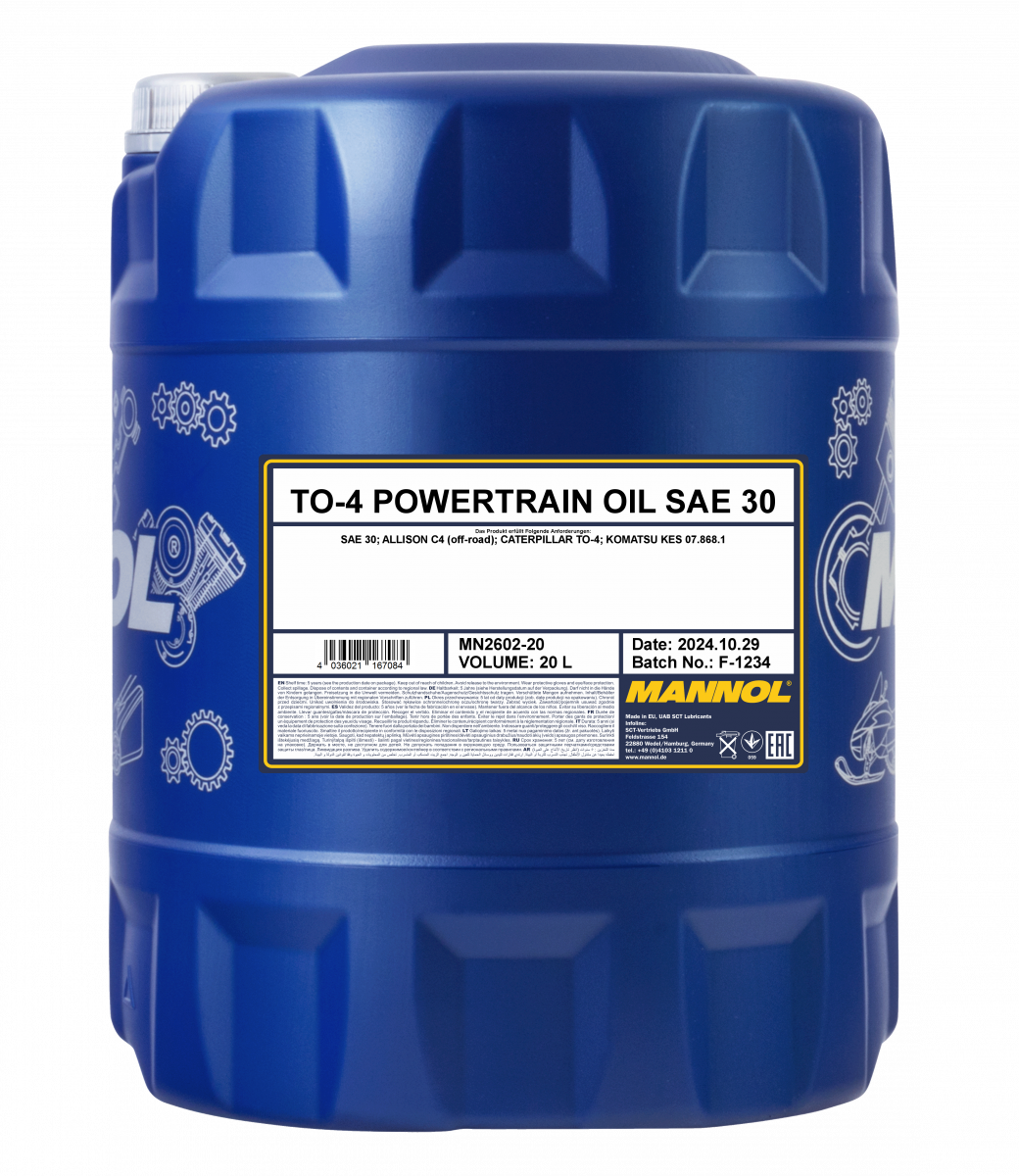 MANNOL 2602 TO-4 Powertrain Oil SAE 30