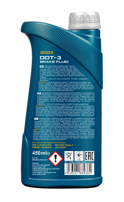 MANNOL 3003 DOT-3 Synthetic Brake Fluid | Imported from Germany