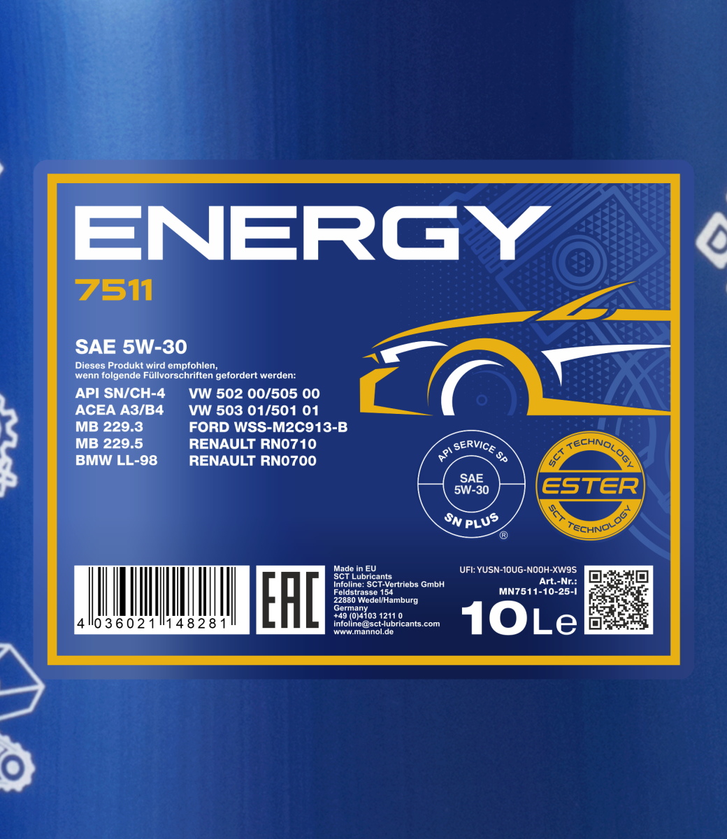 MANNOL 7511 Energy 5W-30 Engine Oil – Suitable for European Cars | Imported from Germany