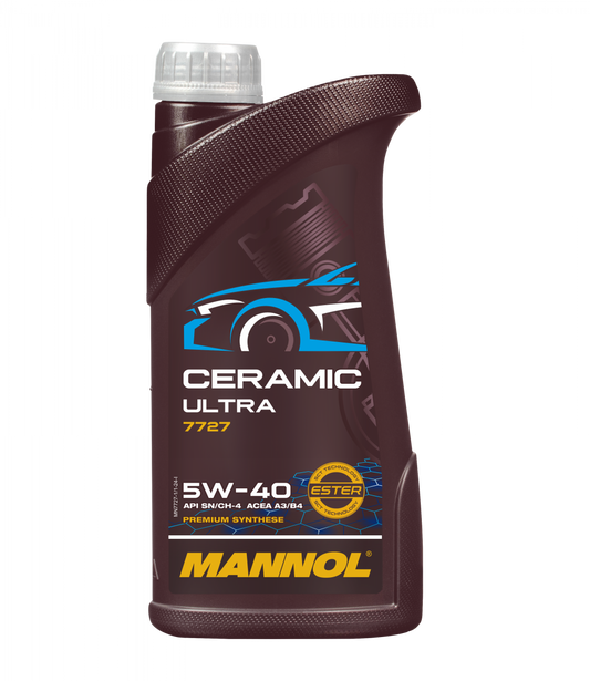MANNOL 7727 Ceramic Ultra 5W 40 Engine Oil - Synthetic High Viscosity Performance