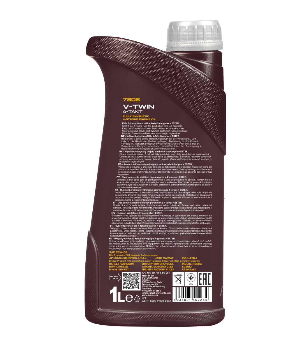 MANNOL 7808 V-Twin 4-Takt 20W-50 Fully Synthetic Oil For Motorcycles