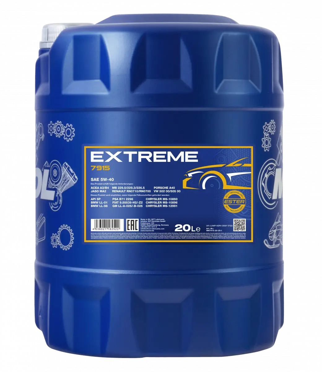 Mannol 7915 5W-40 Engine Oil - Extreme SAE 5W-40 ACEA A3/B4 Ester Synthetic | Imported from Germany