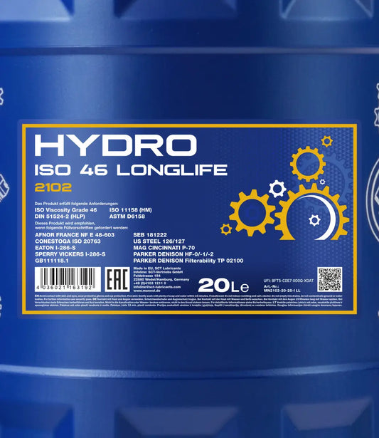 MANNOL 2102 Hydro ISO 46 | Mineral Hydraulic Oil HLP/HM| Imported from Germany