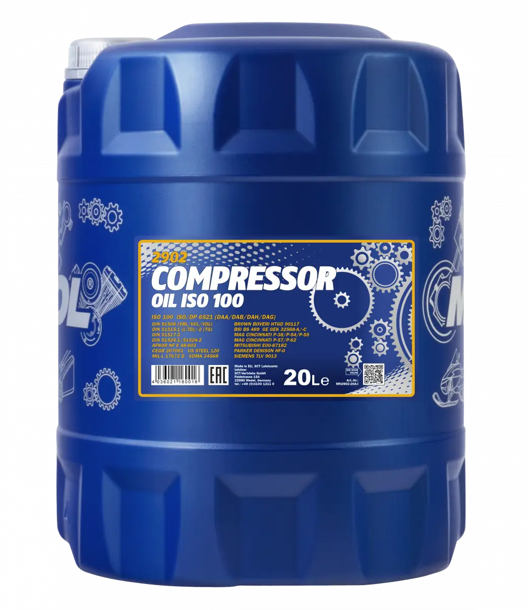MANNOL 2902 Compressor Oil ISO 100 Extended Life | Industrial Compressor Lubricant